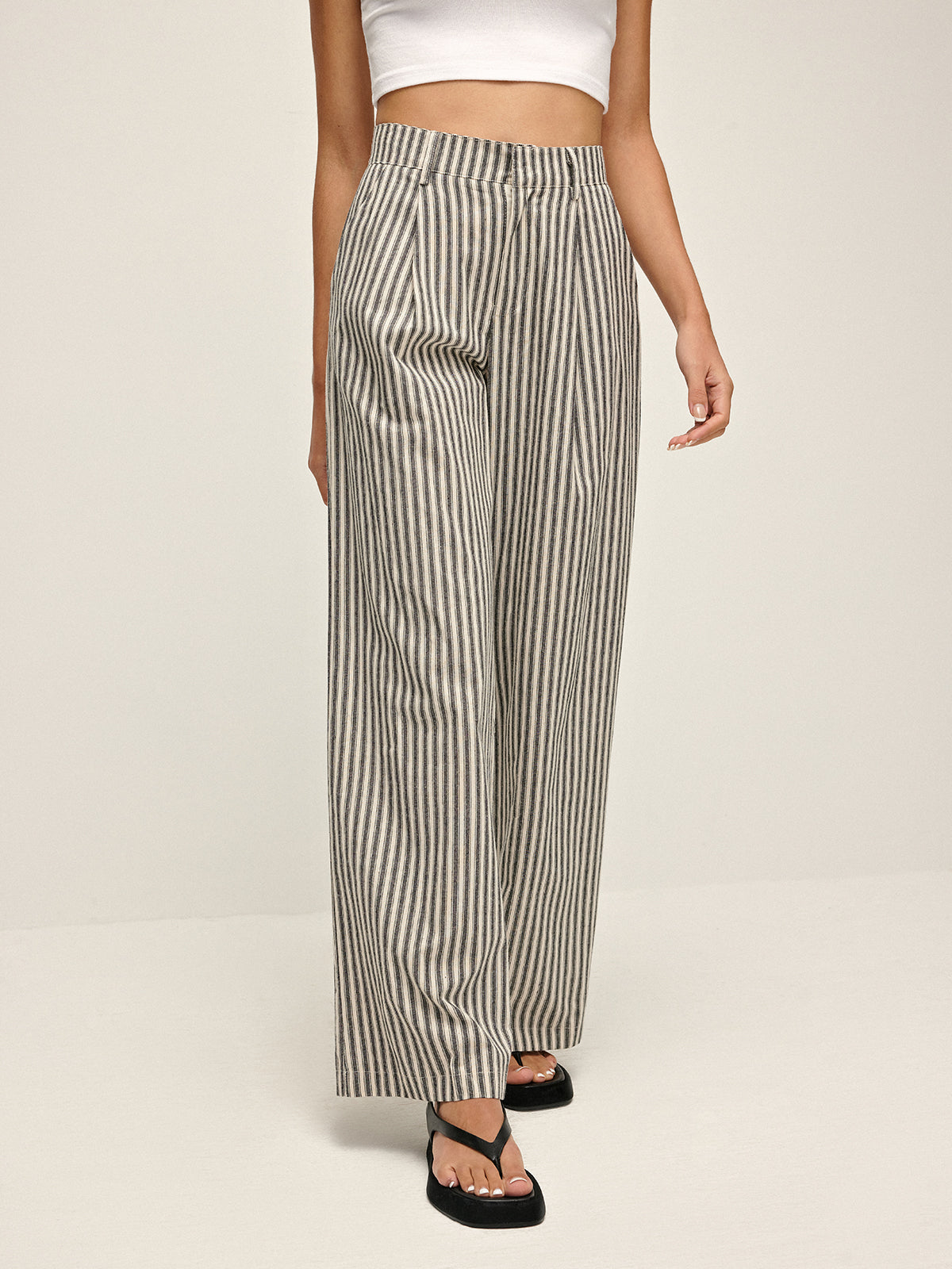 Anna | Elegante Hochbund Hose mit Streifenoptik