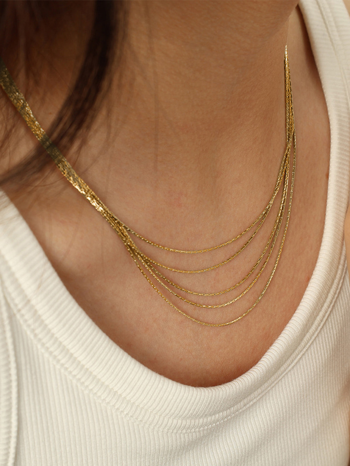 Mia | Elegantes Stacking Golden Necklace