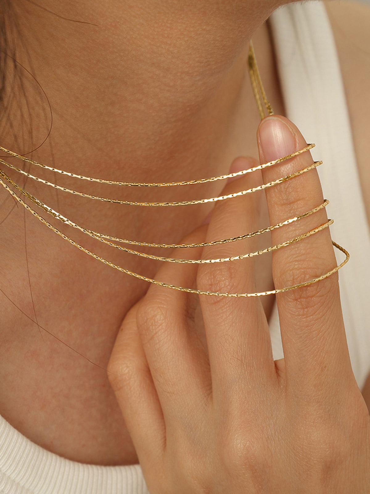 Mia | Elegantes Stacking Golden Necklace
