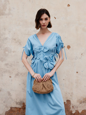 Emilia | Blütenprint Kordelzug-Maxikleid