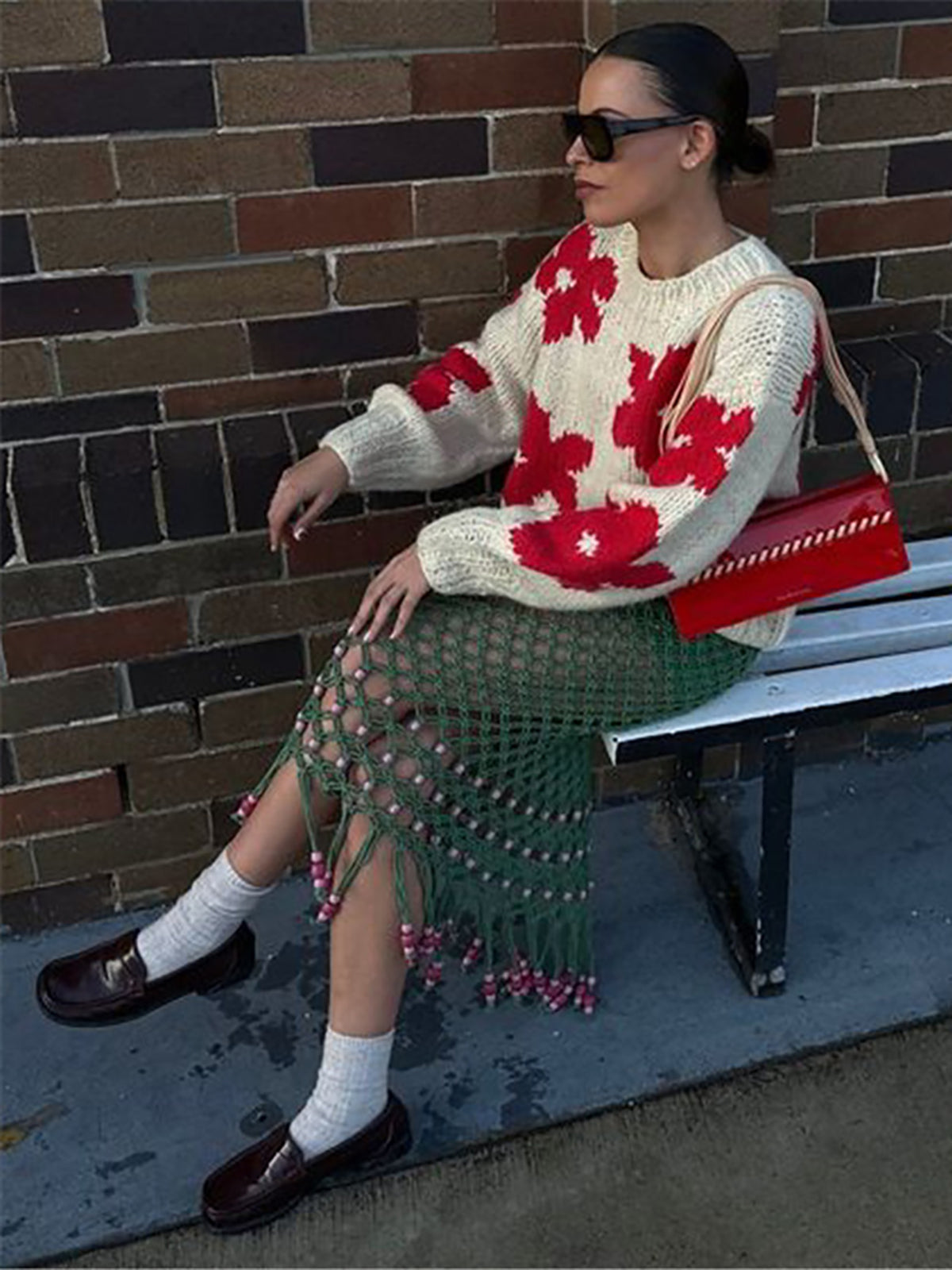 Emilia | Stricktop mit Blumenmotiv