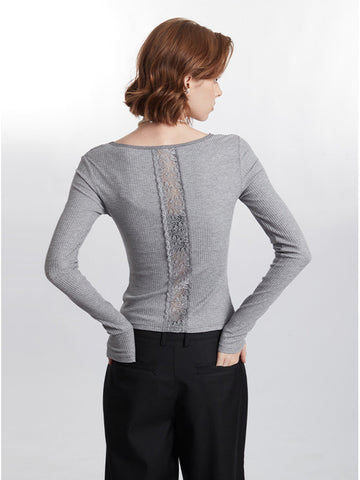 Clara | Elegante, gerippte Bluse mit Spitze