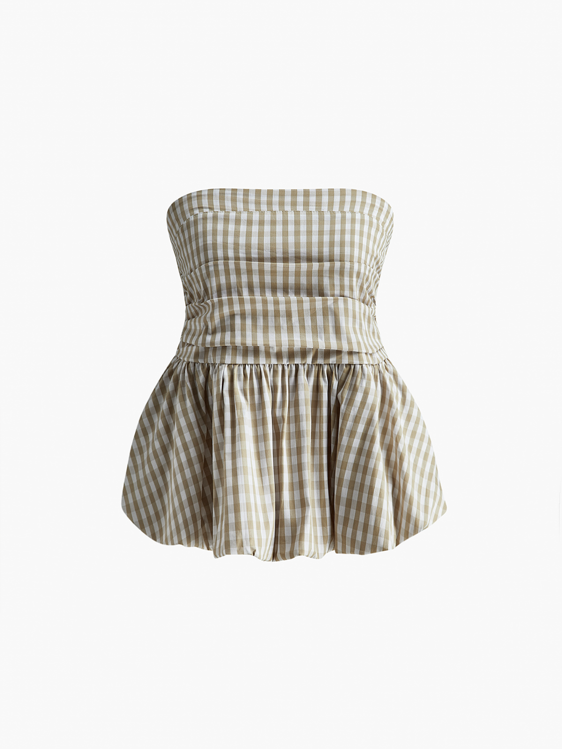 Clara | Puff Shirred Plaid Oberteil