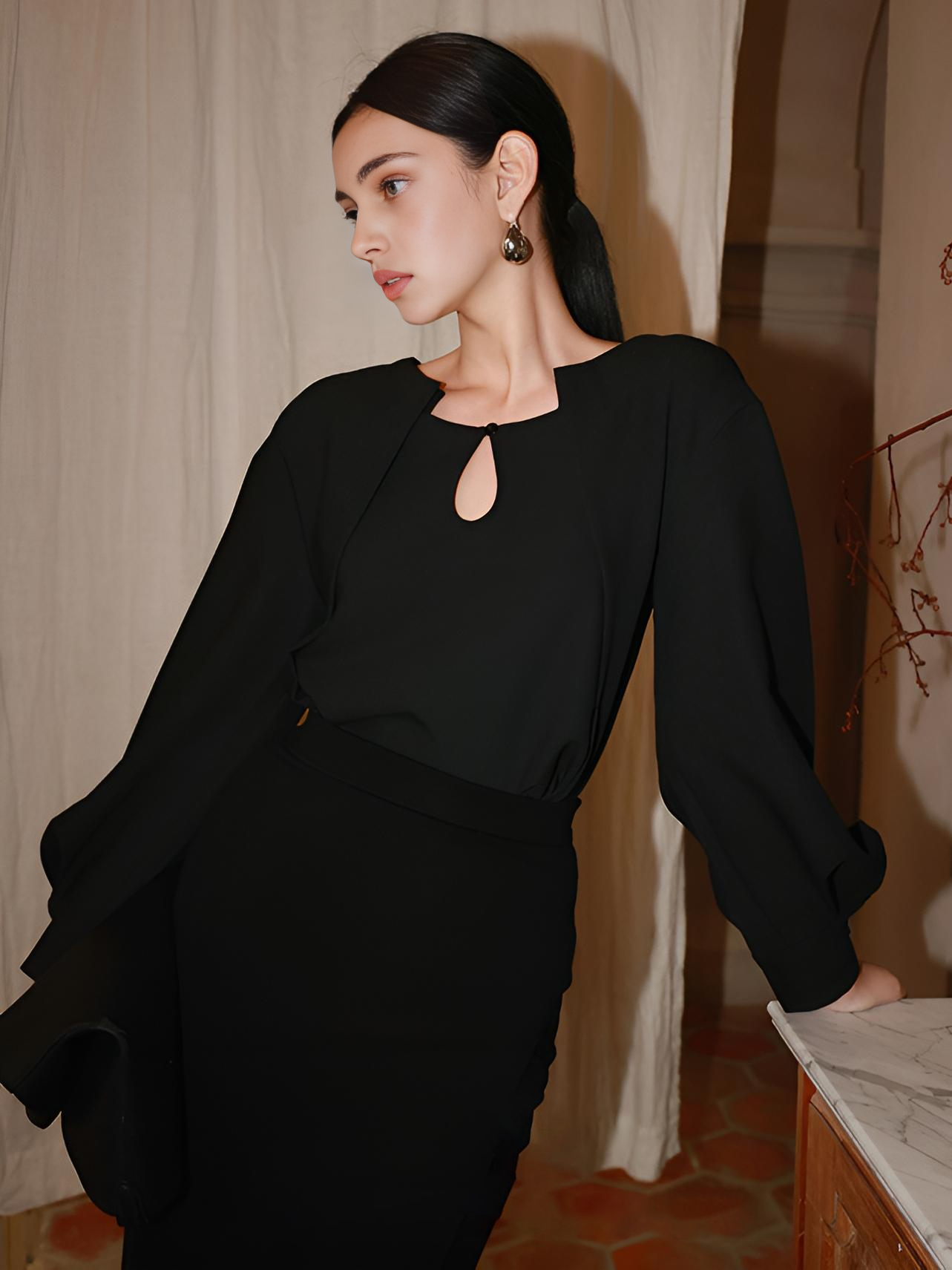 Anna | Knopf-Ausschnitt 2 in 1 Bluse