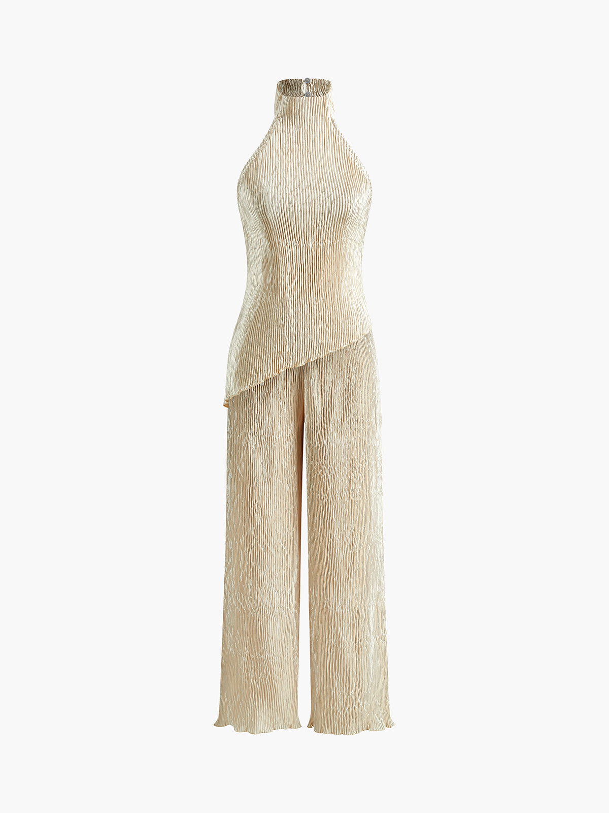 Clara | Asymmetrisches Halter-Crop-Top mit Weiten Hosen Set