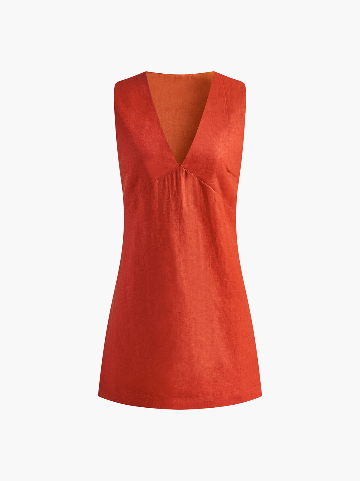 Lena | Kurzes V-Ausschnitt Kleid aus Baumwolle und Leinen