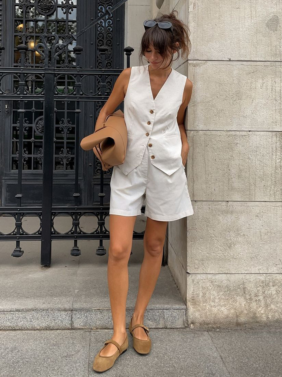 Clara | Komfortables Baumwoll- und Leinen-Shorts-Set