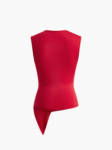 Clara | Asymmetrisches plissiertes Jersey-Tank-Top