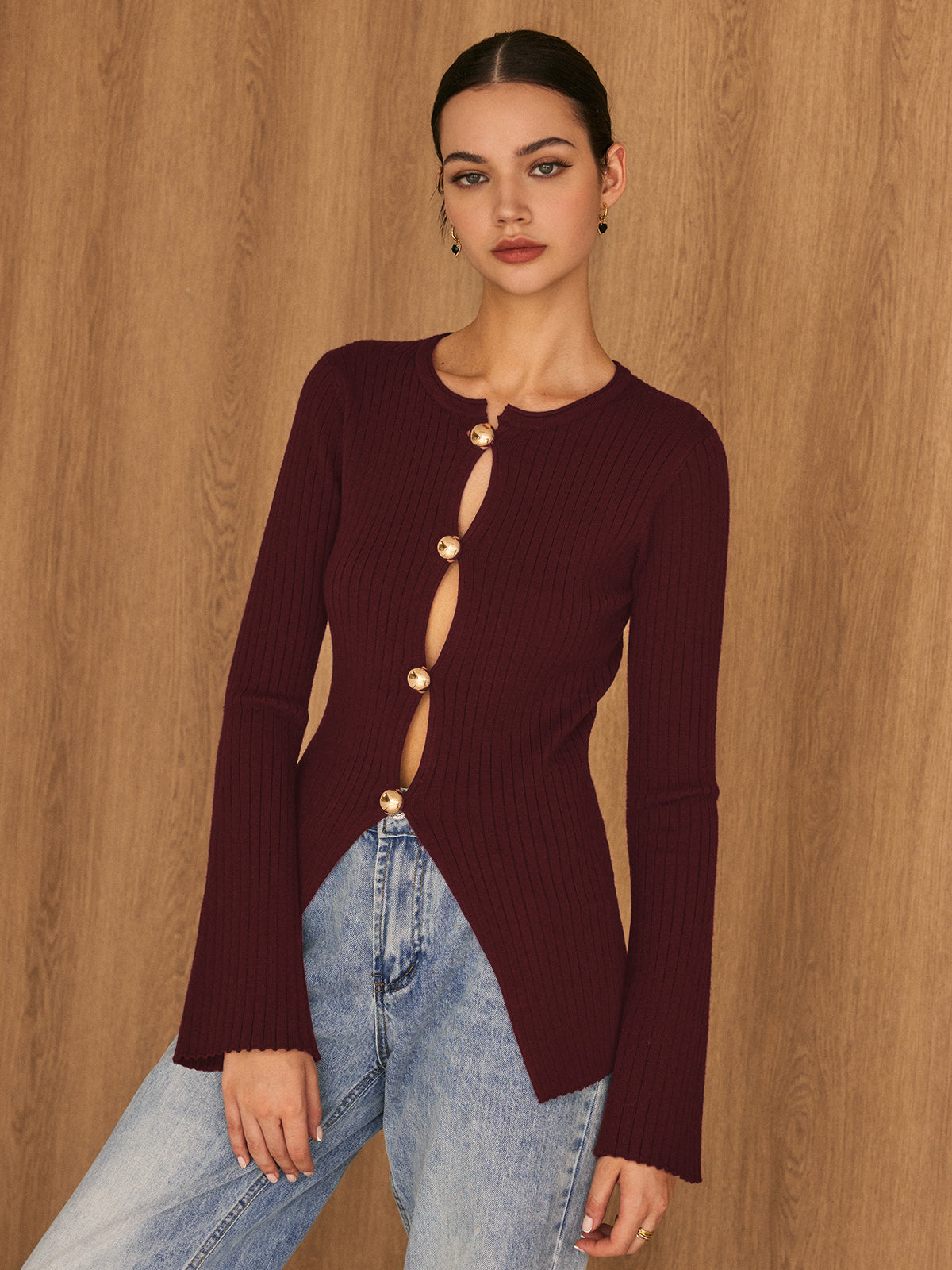 Lena | Elegantes Stricktop mit Knopfdetails