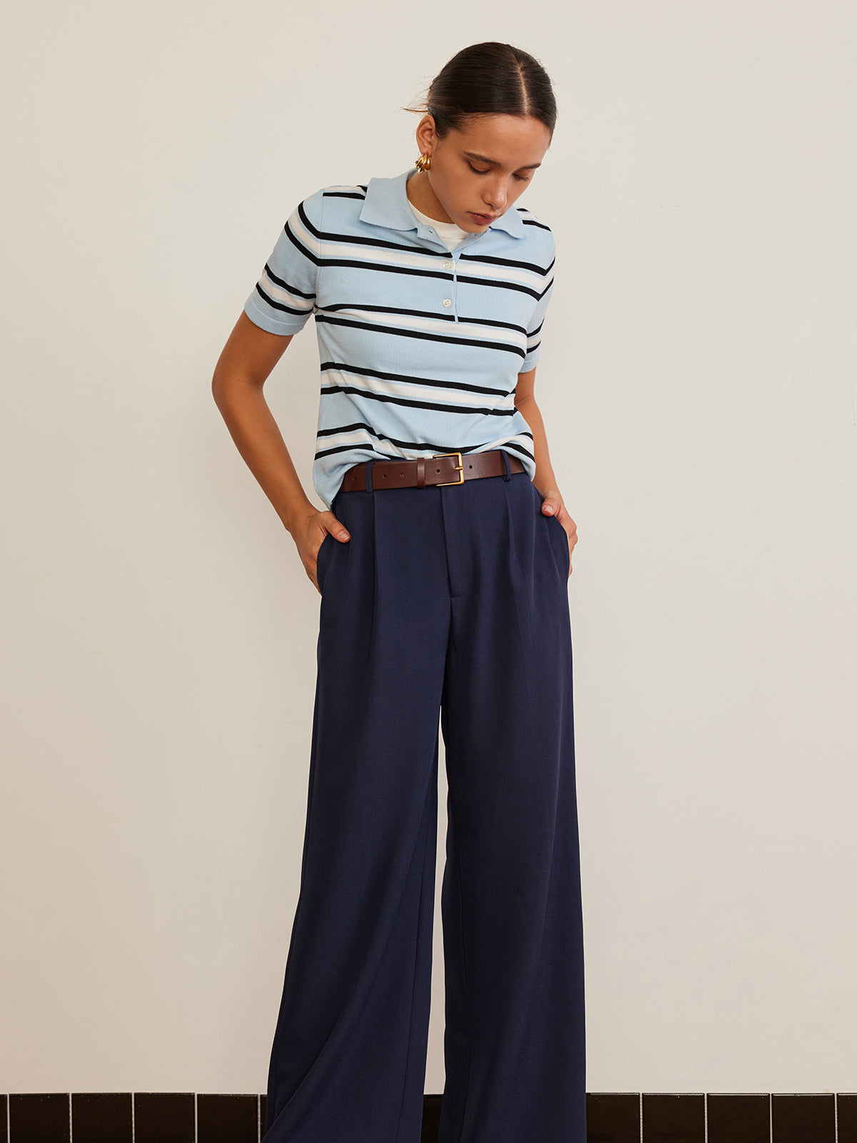 Clara | Gestreiftes Stricktop mit Revers