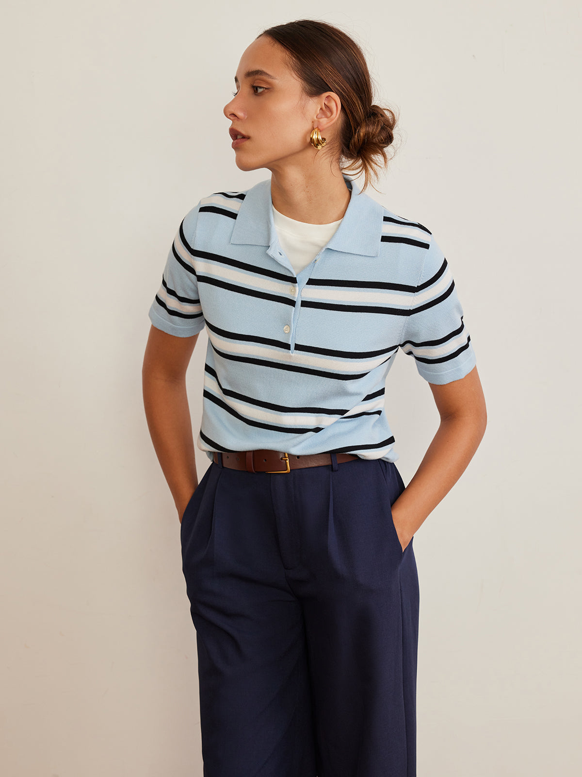 Clara | Gestreiftes Stricktop mit Revers