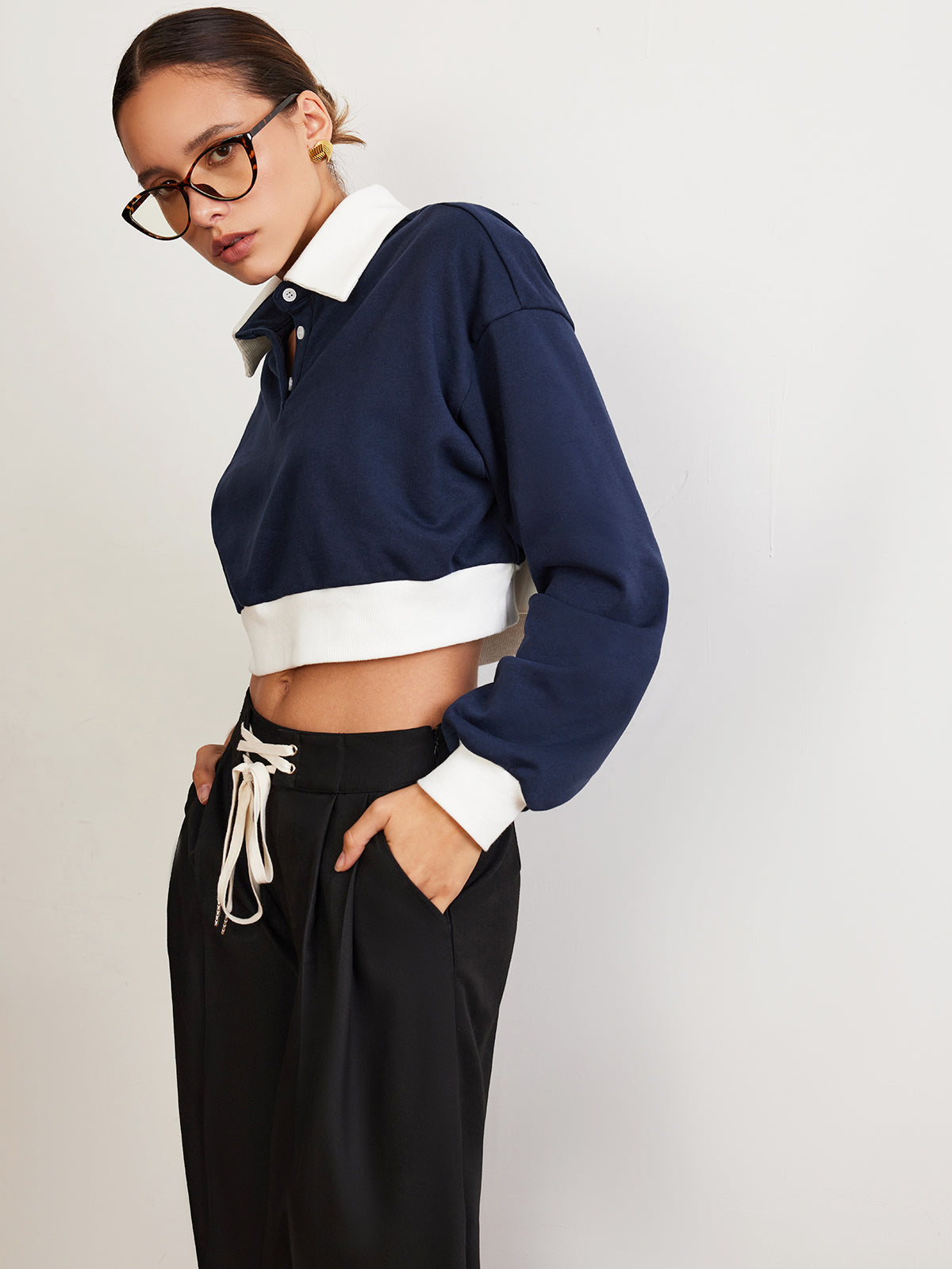 Paul | Patchwork Polo Crop Sweatshirt