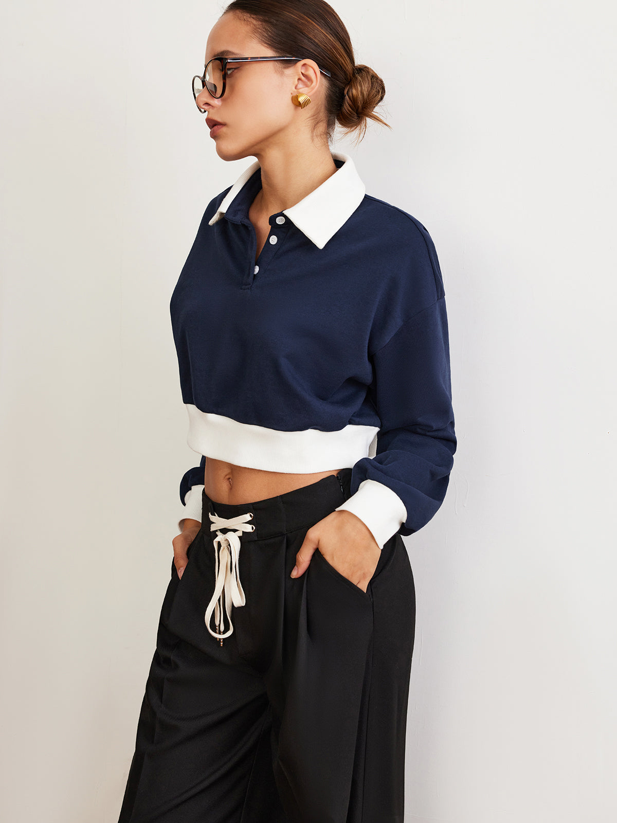 Paul | Patchwork Polo Crop Sweatshirt
