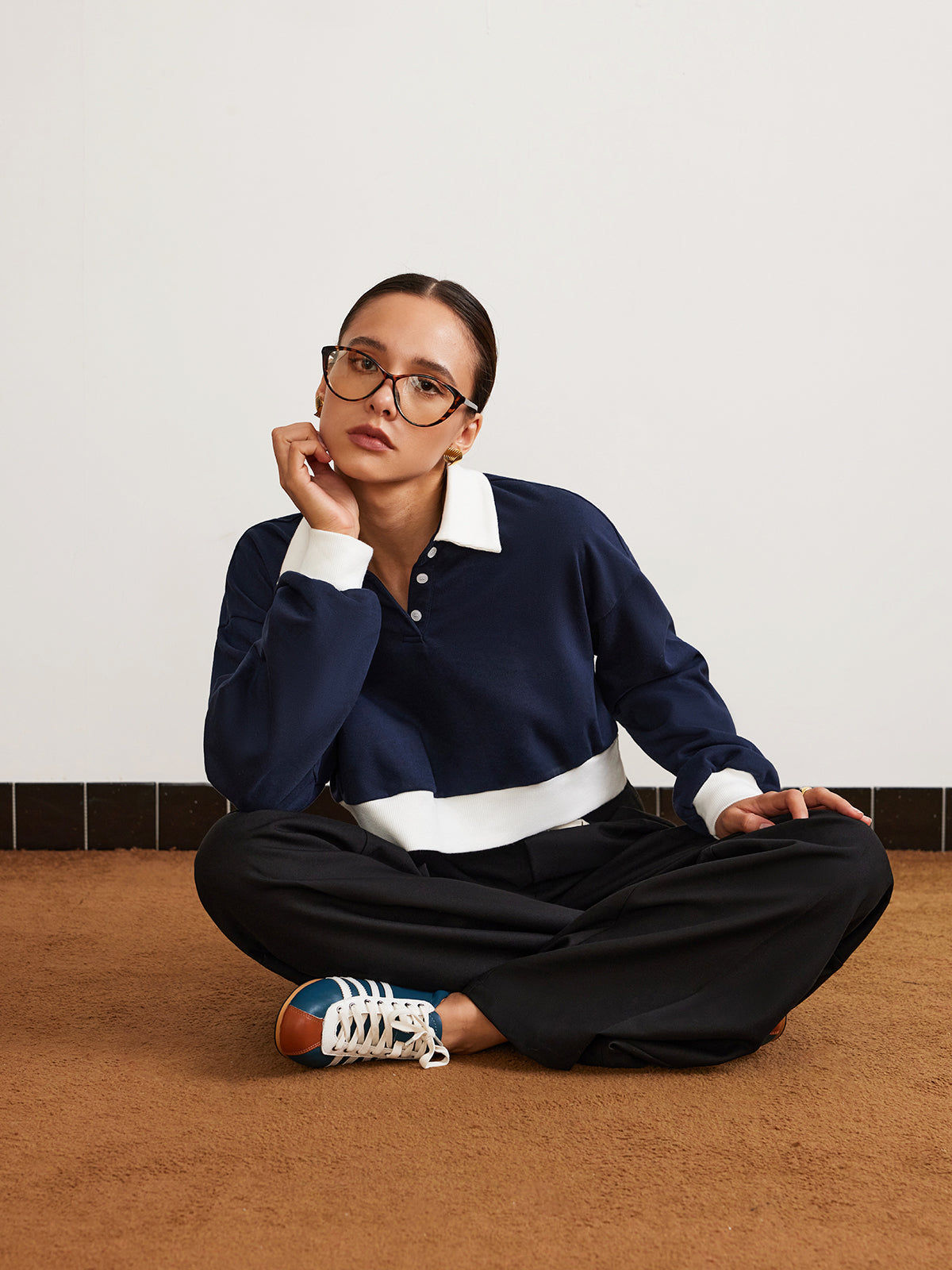 Paul | Patchwork Polo Crop Sweatshirt