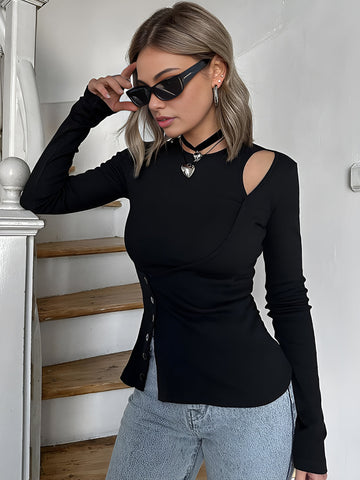 Clara | Cutout Panel Knopfbluse