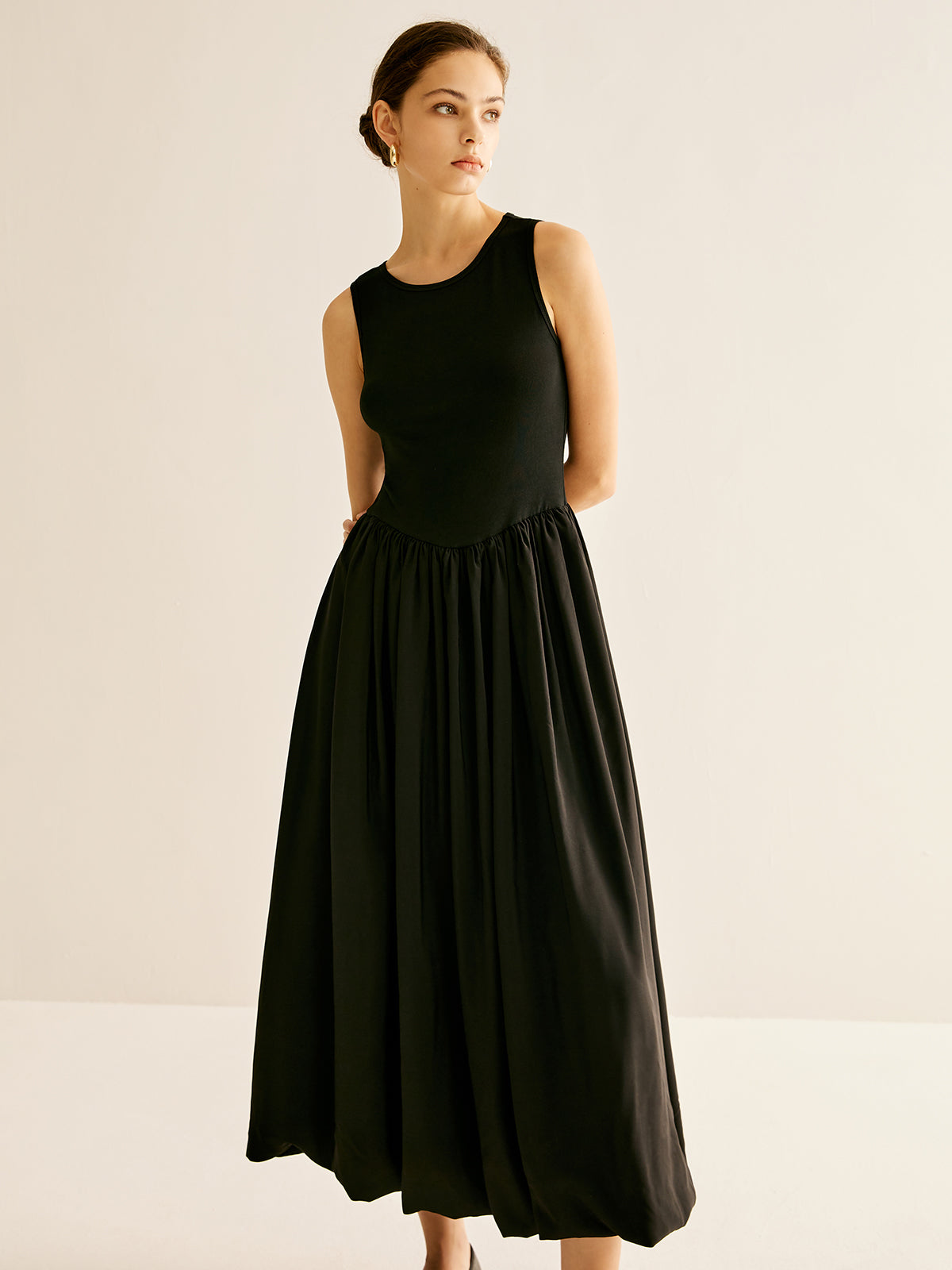 Lisa | Panel-gefaltetes Jersey Tankkleid