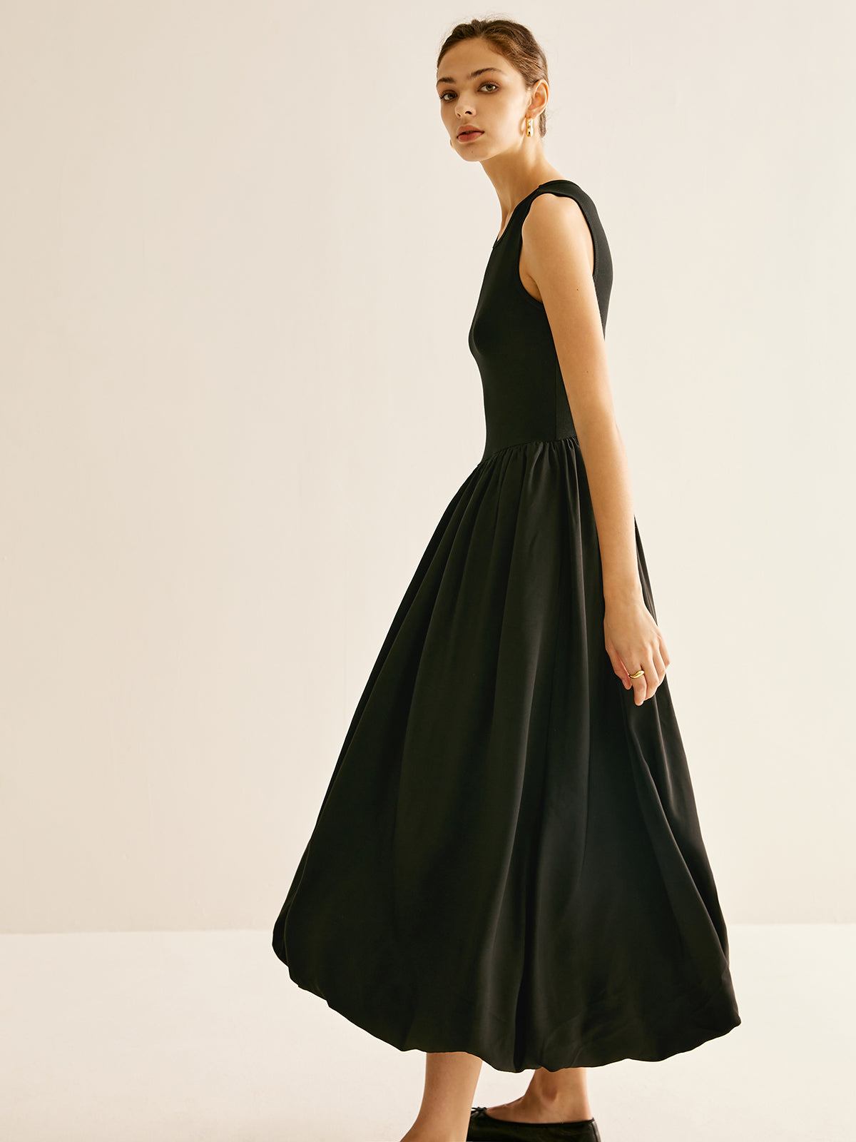 Lisa | Panel-gefaltetes Jersey Tankkleid