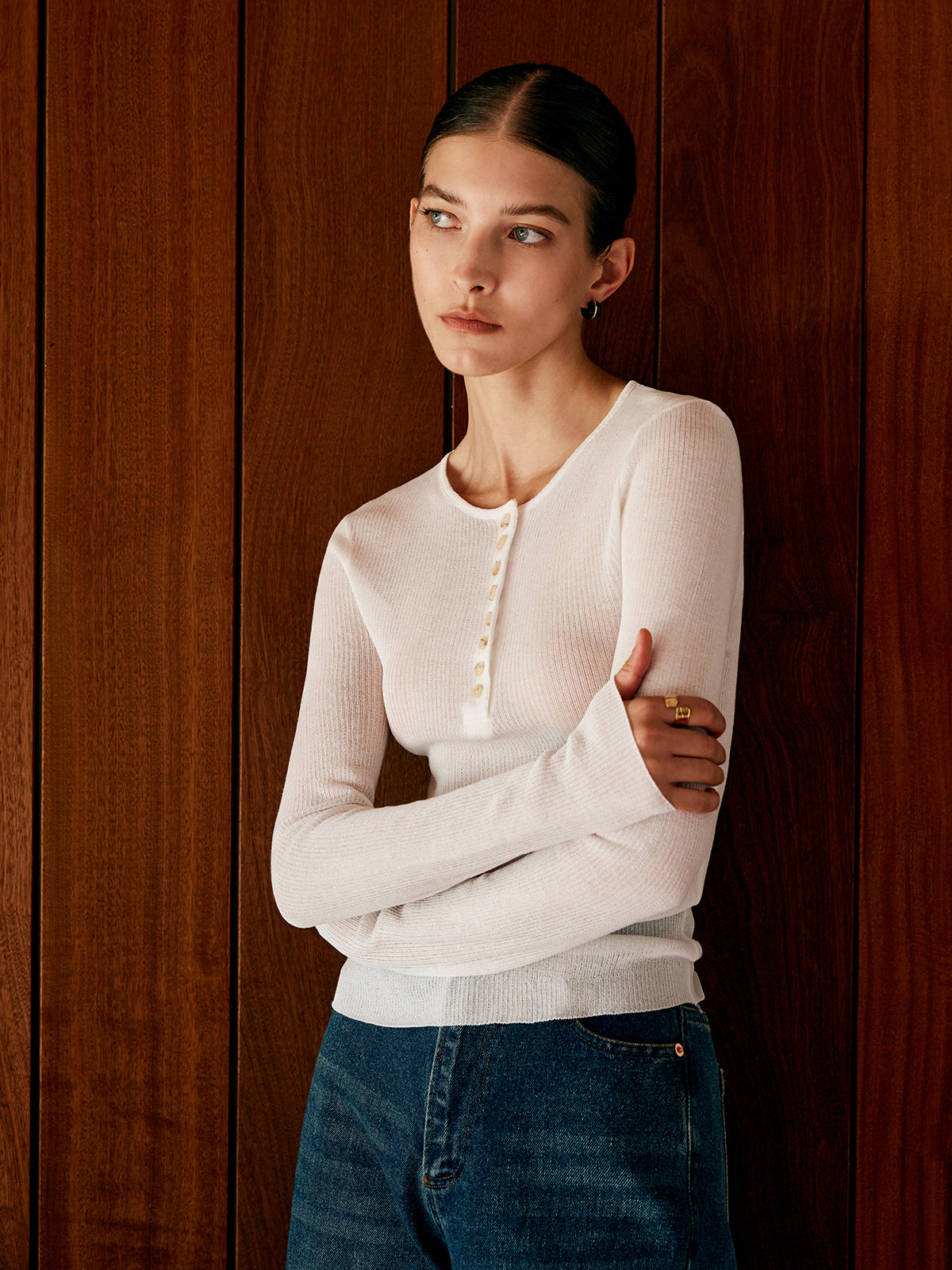 Leni | Knöpfbares, dünnes Stricktop