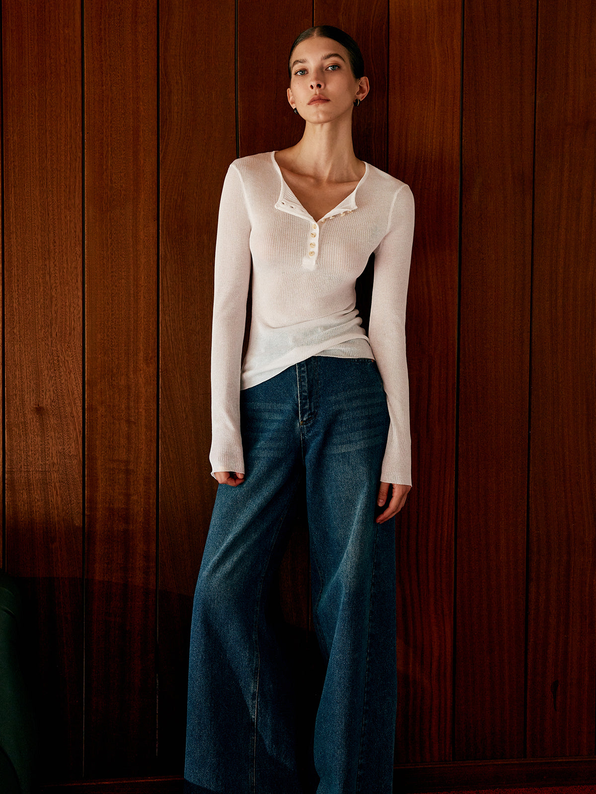 Leni | Knöpfbares, dünnes Stricktop