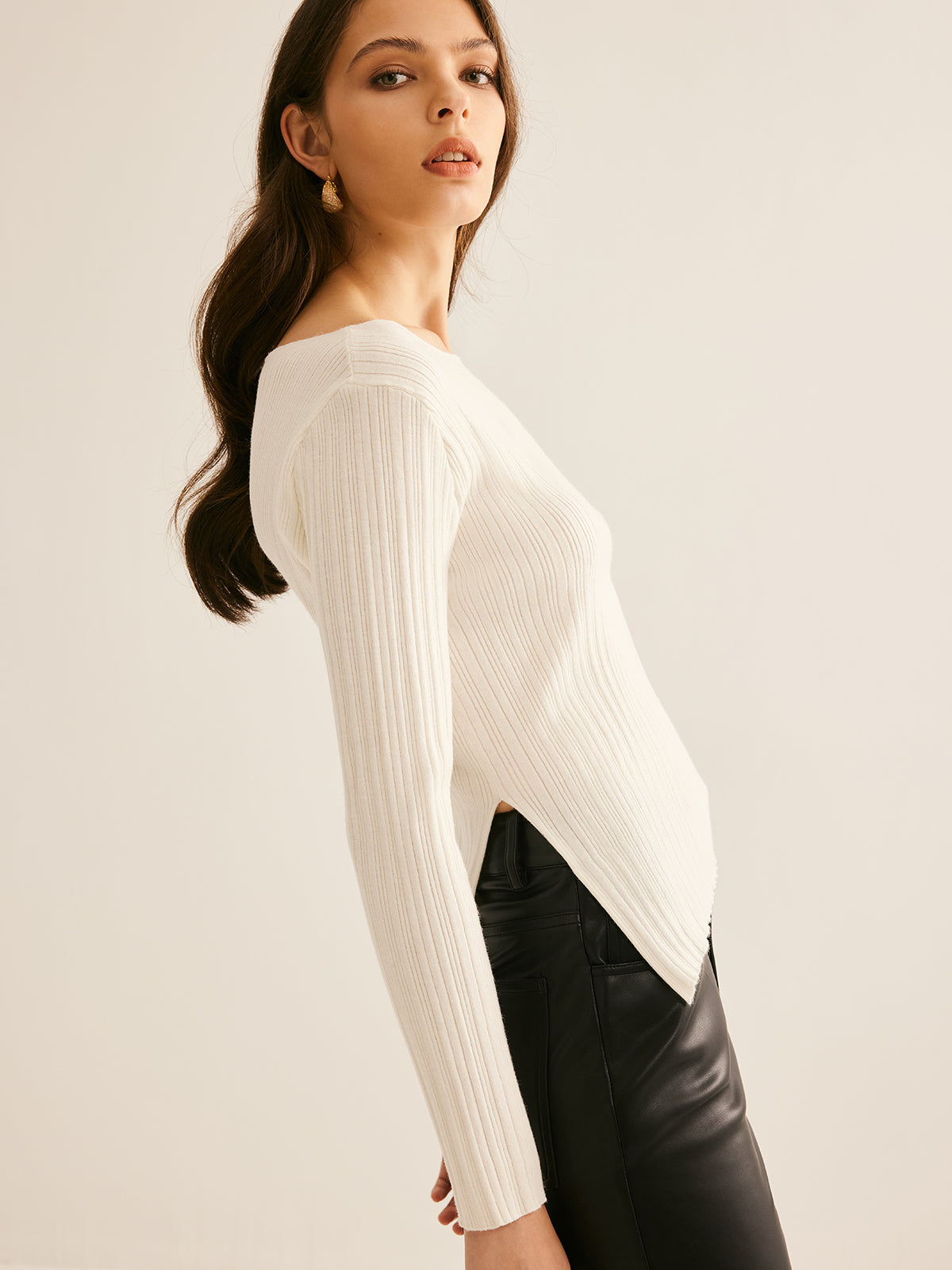 Marie | Lässiges Split Knit Top