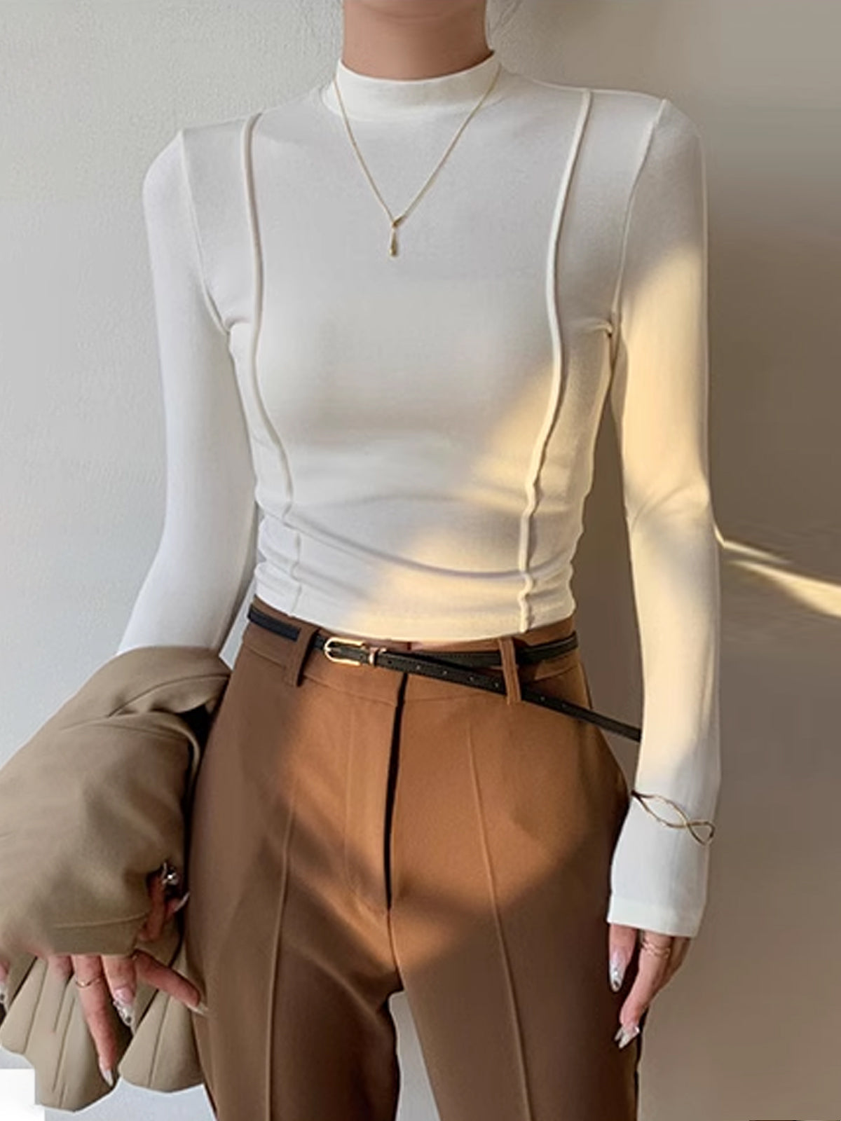 Clara | Schlichte Jersey-Piping-Bluse