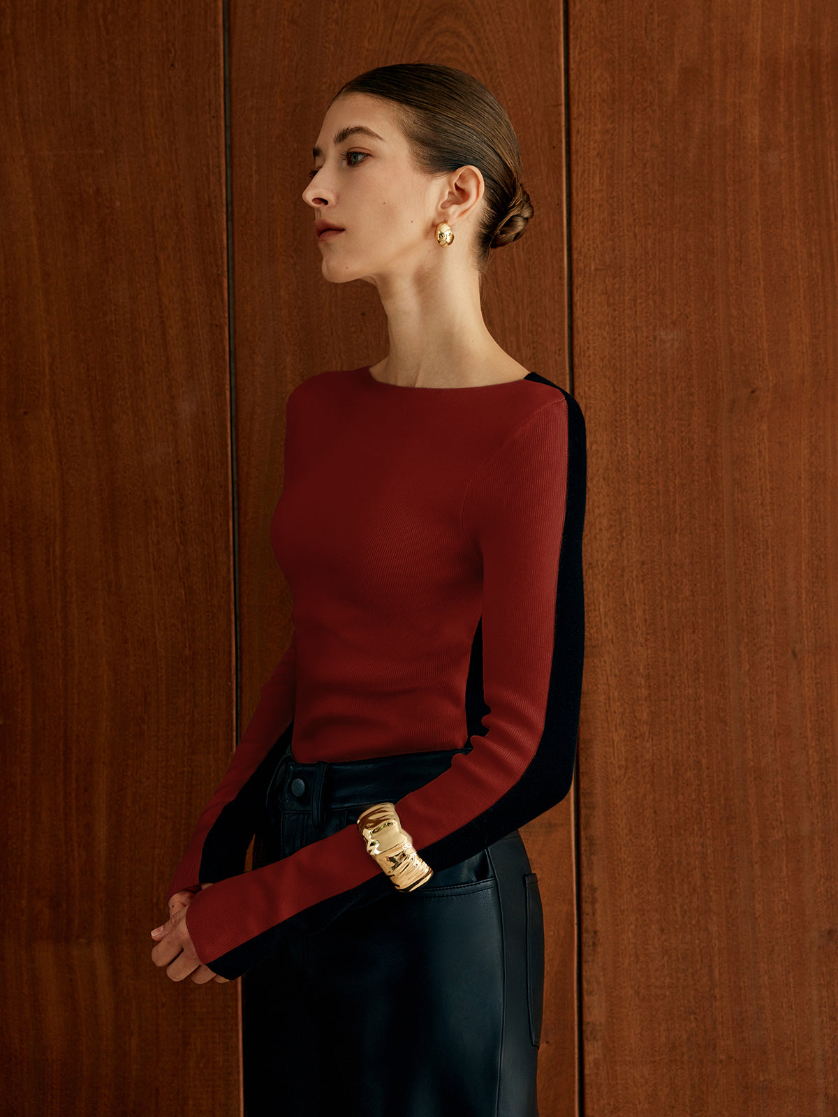 Maxi Shirt | Zweifarbige Strickoberteil