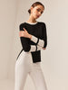 Bea | Kontrastbesatz Schlitz Stretch Strickoberteil