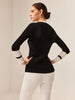 Bea | Kontrastbesatz Schlitz Stretch Strickoberteil