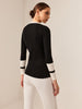 Bea | Kontrastbesatz Schlitz Stretch Strickoberteil