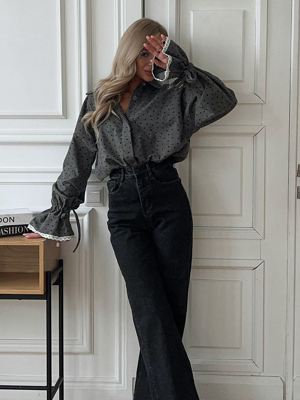 Clara | Herzchen-Muster Hemd mit Knöpfen