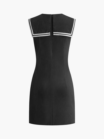 Klara | Kurzkleid aus Baumwolle und Leinen mit Kontrastbesatz