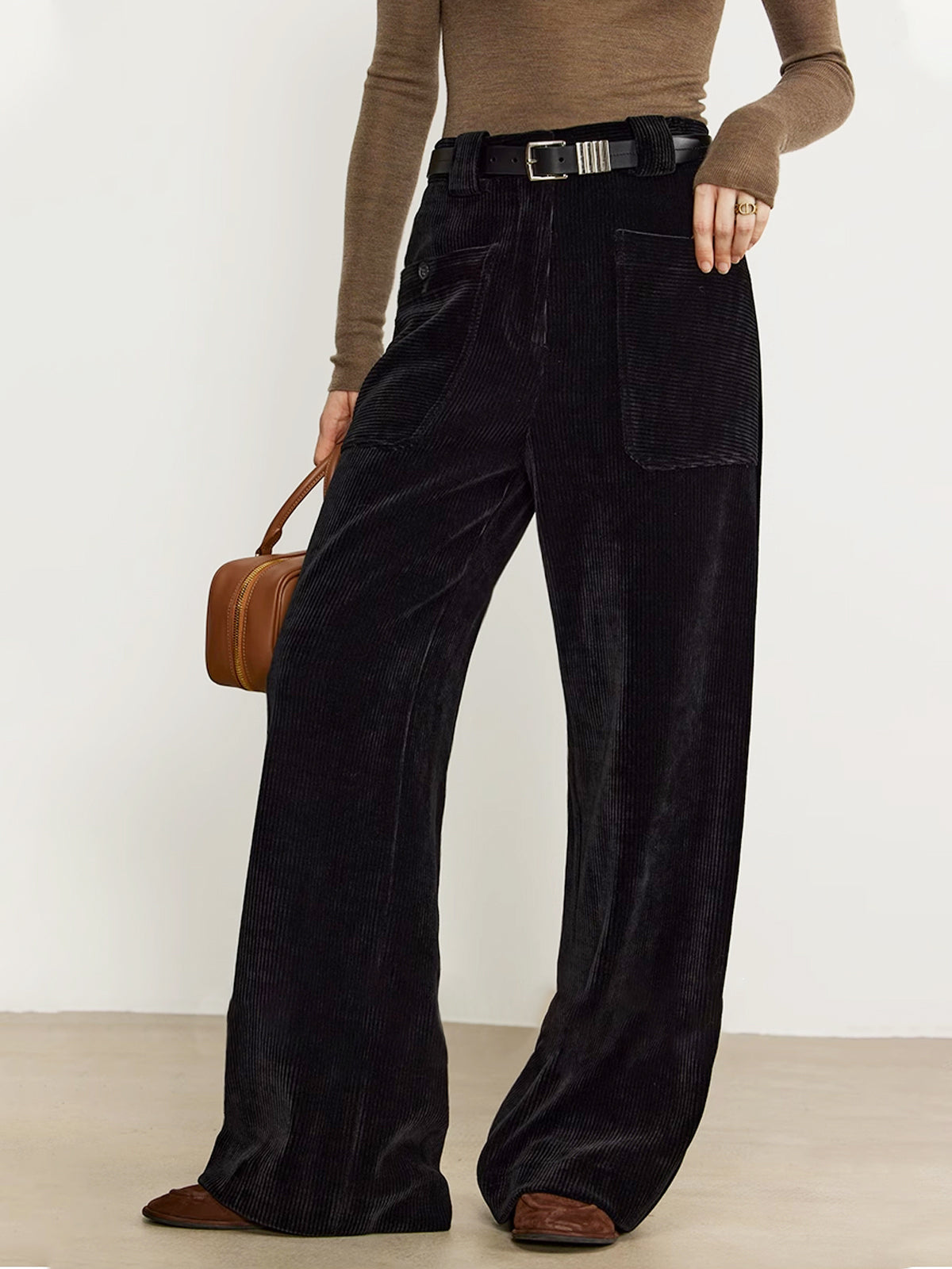 Leonie | Lässige Corduroy Draped Pants ohne Gürtel