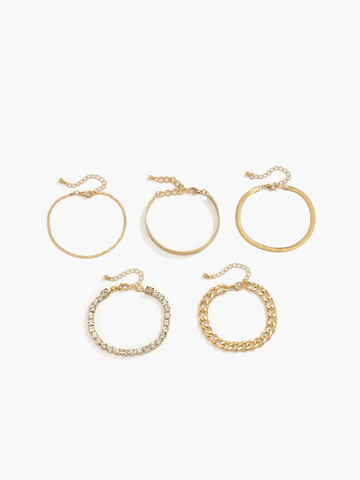 Lara | Funkelndes Strass-Armbandset mit Schlangenkette