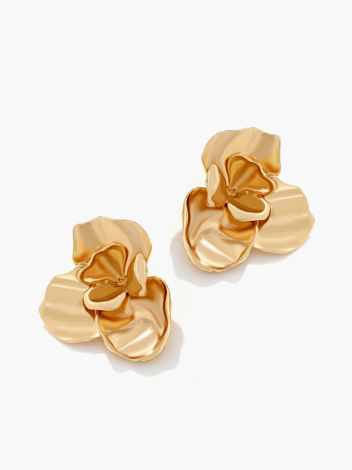 Greta | 3D Goldene Blumenohrringe