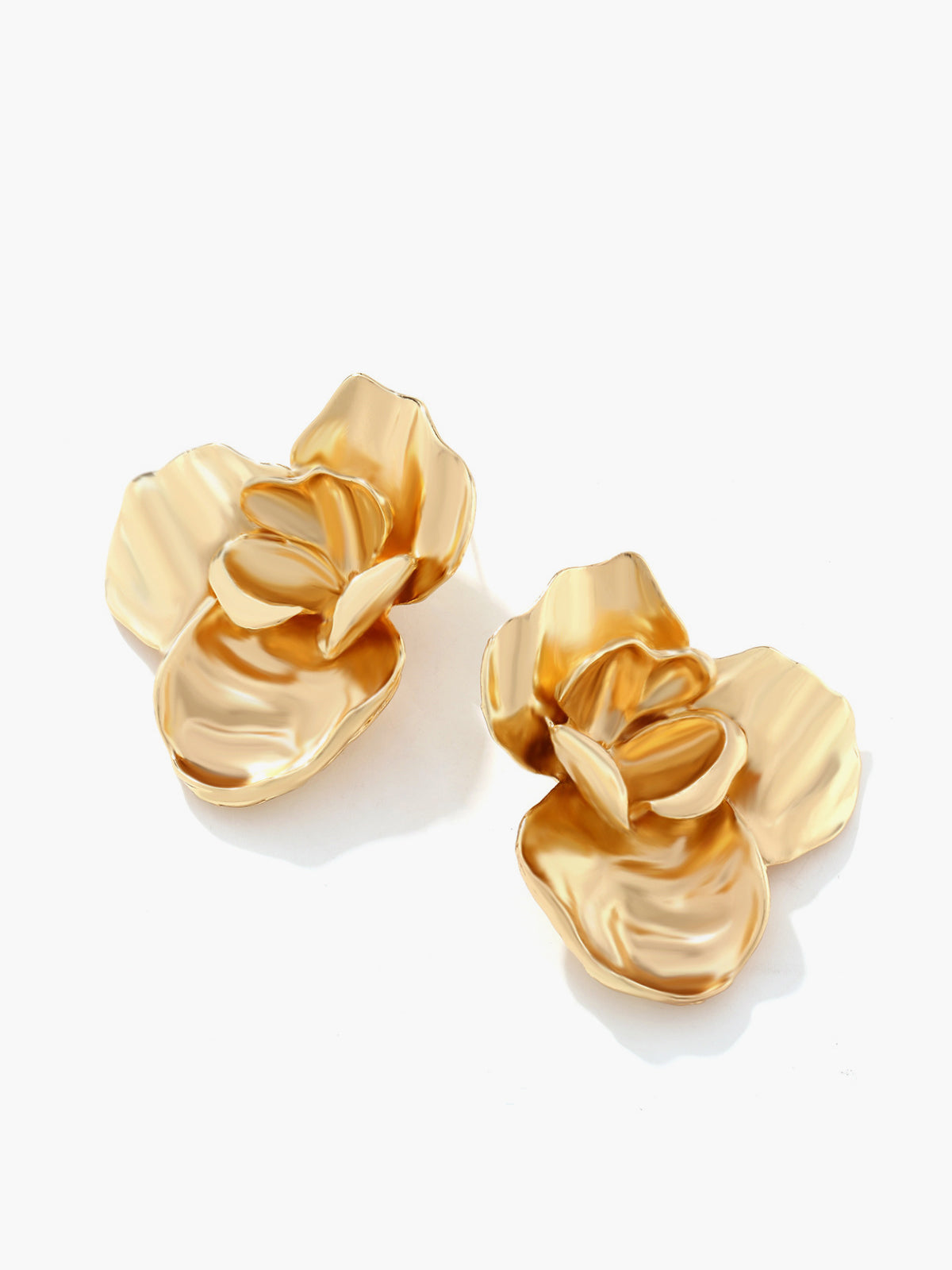 Greta | 3D Goldene Blumenohrringe