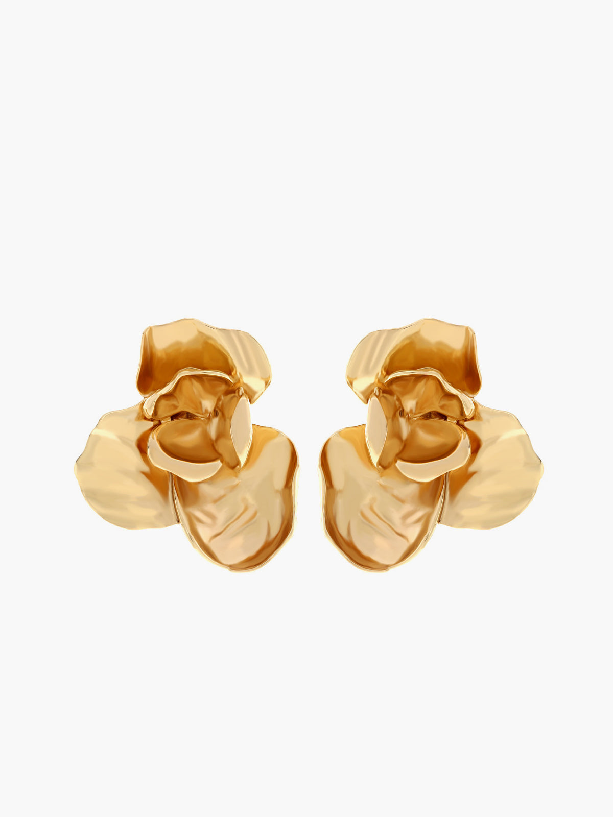 Greta | 3D Goldene Blumenohrringe