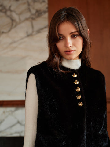 Noah | Elegante Kunstfellweste mit Knöpfen