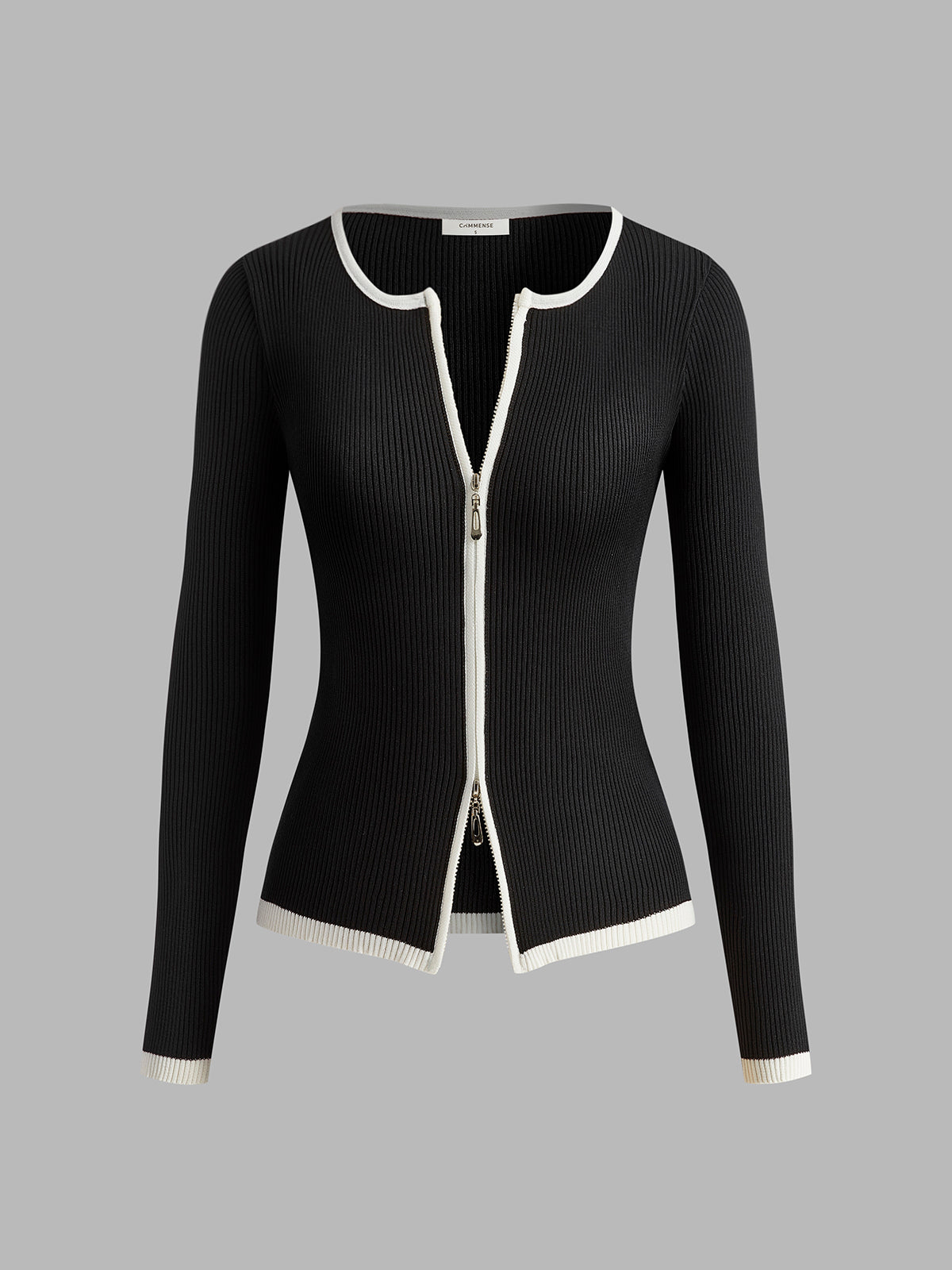 Felix | Kontrastbesatz Doppelreißverschluss Strickpullover