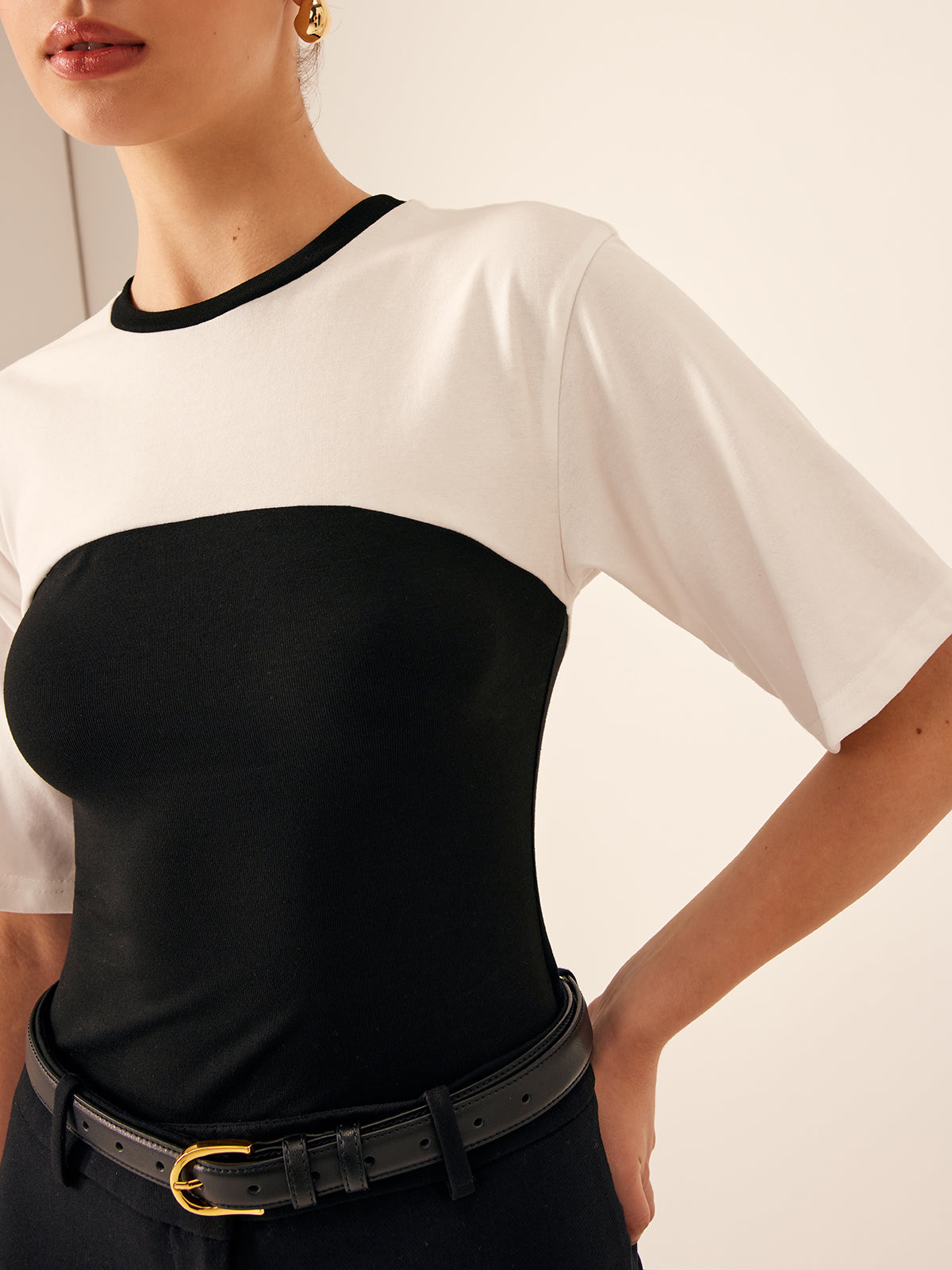 Jonathan | Zweifarbiges Stretch-Jersey T-Shirt