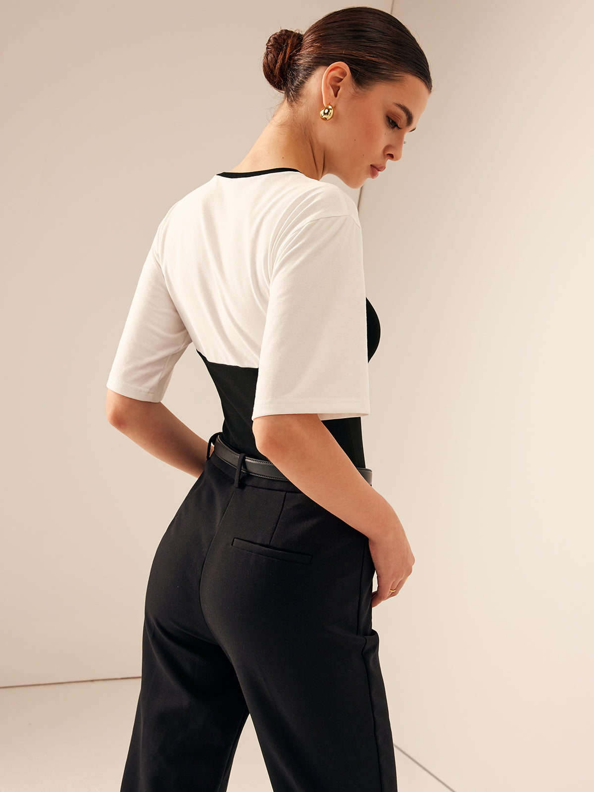 Jonathan | Zweifarbiges Stretch-Jersey T-Shirt