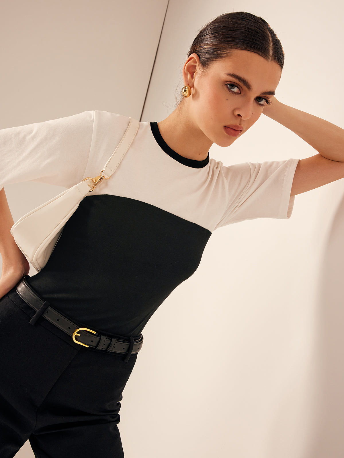 Jonathan | Zweifarbiges Stretch-Jersey T-Shirt