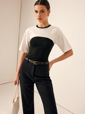 Jonathan | Zweifarbiges Stretch-Jersey T-Shirt