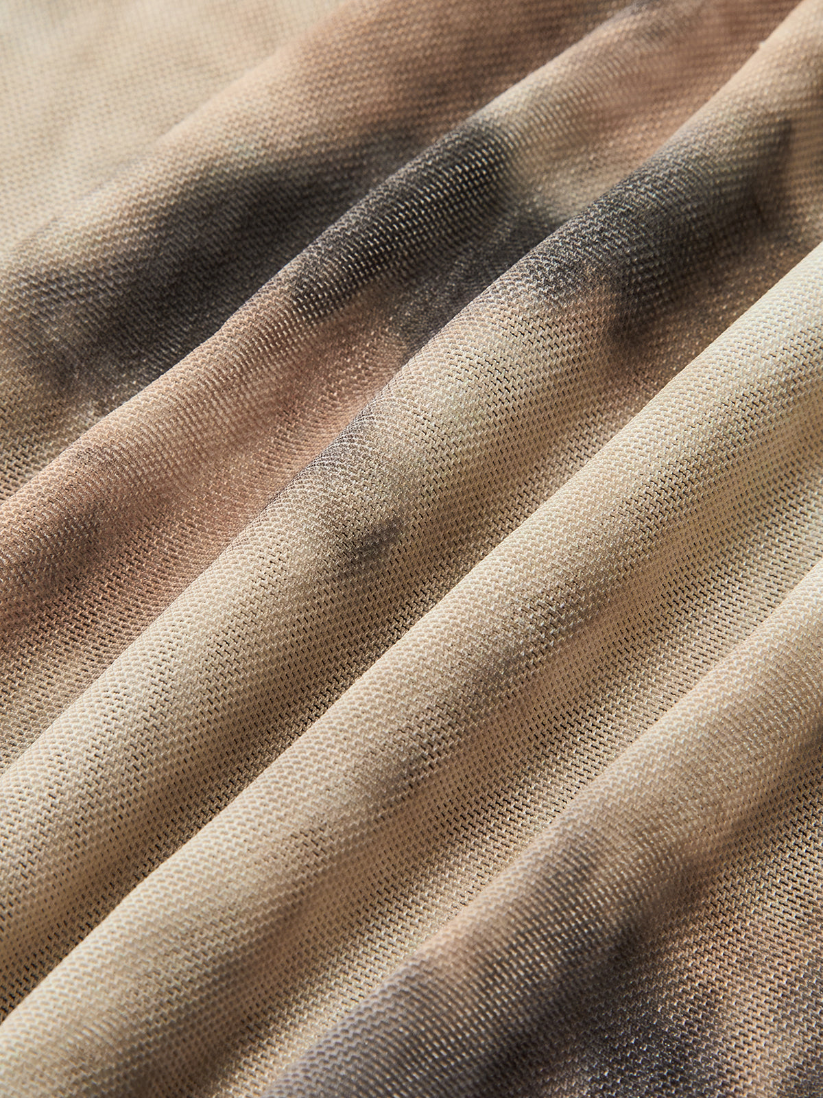 Emilia | Terrakottafarbenes Tüll-Netz-Off-Shoulder-Crop-Top mit langen Ärmeln