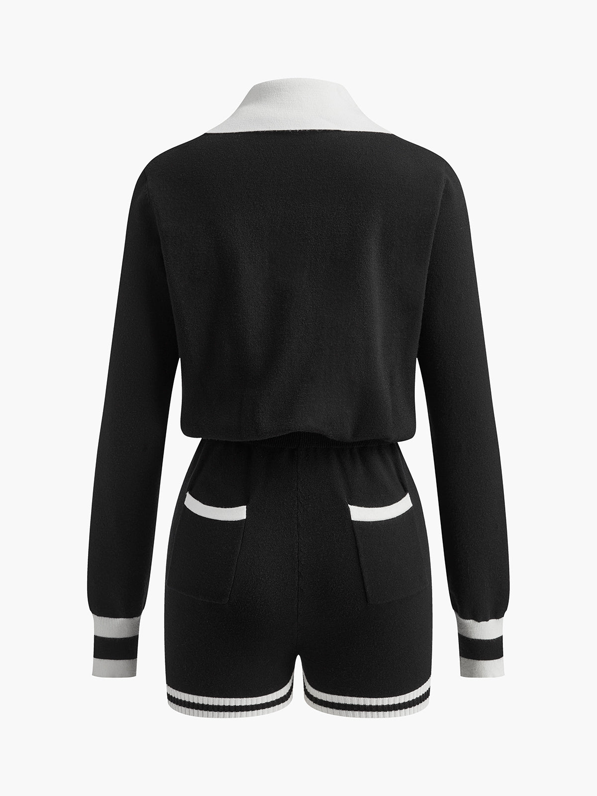 Clara | Kontrast-Bindungs V-Ausschnitt Strick-Jumpsuit