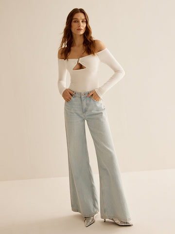 Clara | N-Ring Cold-Shoulder T-Shirt mit Cutout