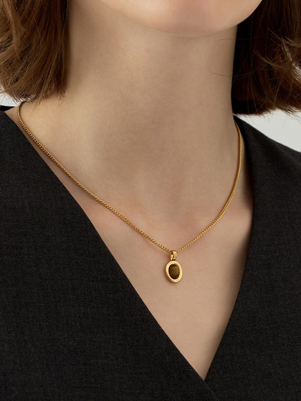 Leo | Minimalistischer Tigerauge Anhänger Halskette