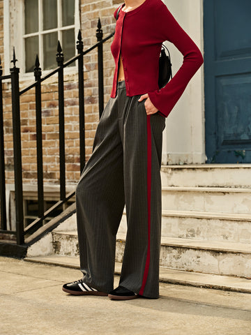 Leon | Elegante Kontrast-Piping Streifen-Hosen