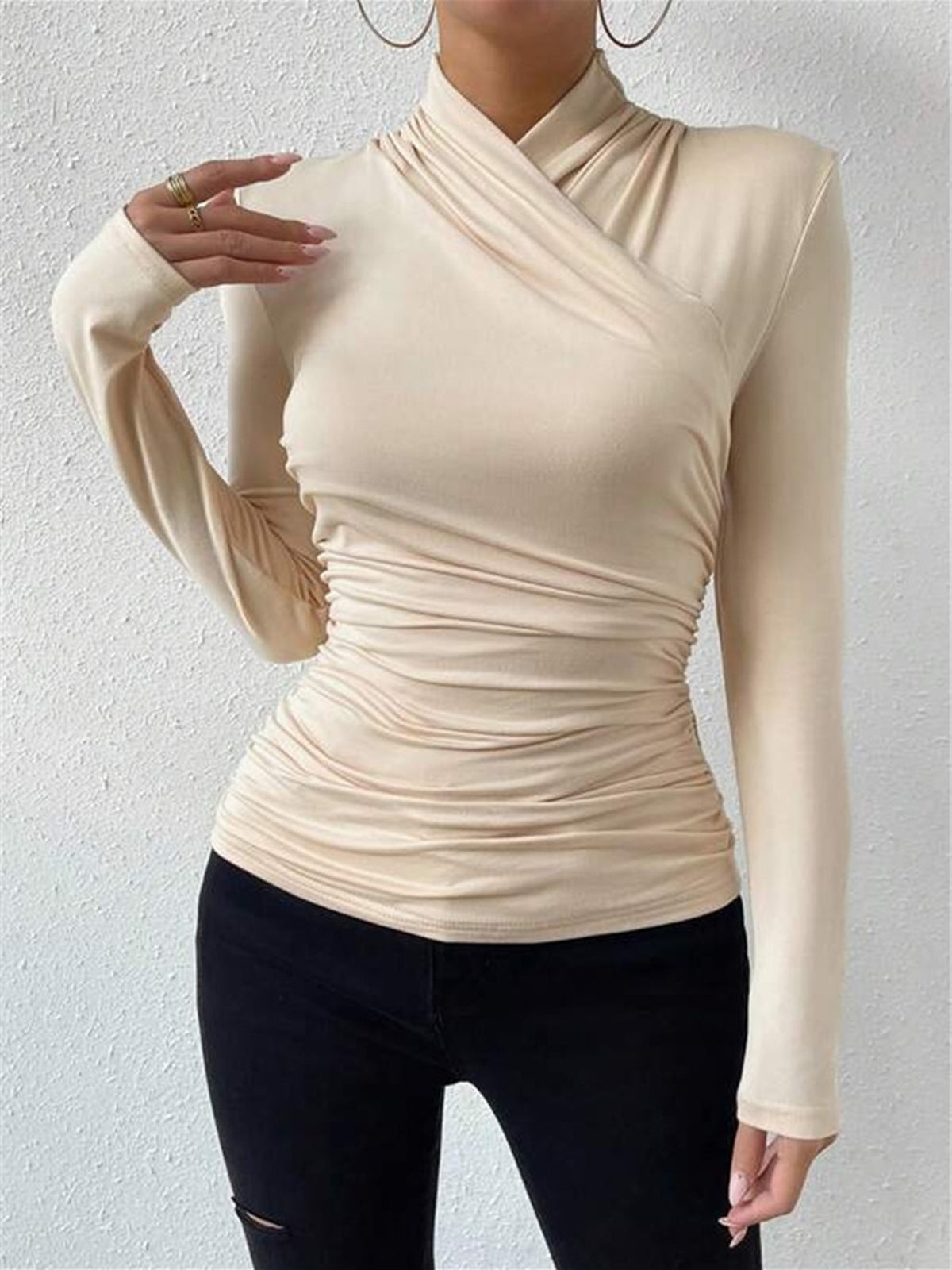 Lara | Elegantes T-Shirt mit Crossover-Kragen