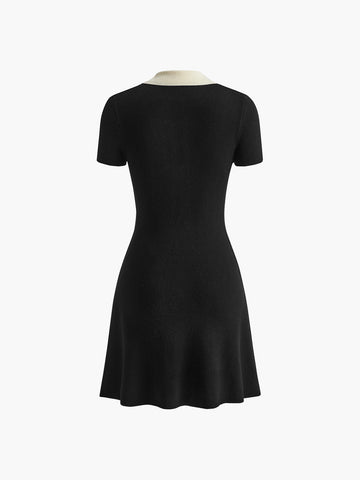 Clara | Fließendes Kleid mit Kontrastkragen