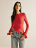 Clara | Asymmetrische Wellenbesatz-Bluse